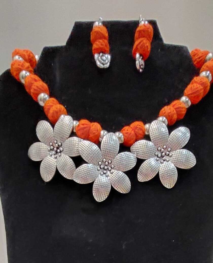 Handmade Jewellery set with small flower charms and earrings